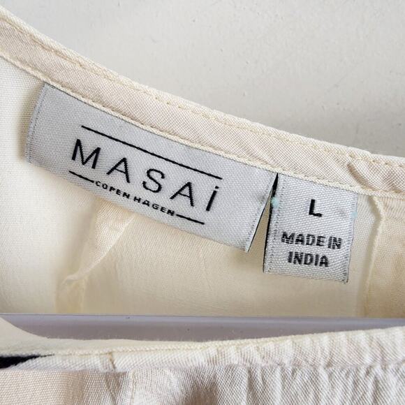 Masai Copenhagen White Black Polka Dot Blouse Size Large Button At Back MCM Mod - Picture 5 of 6